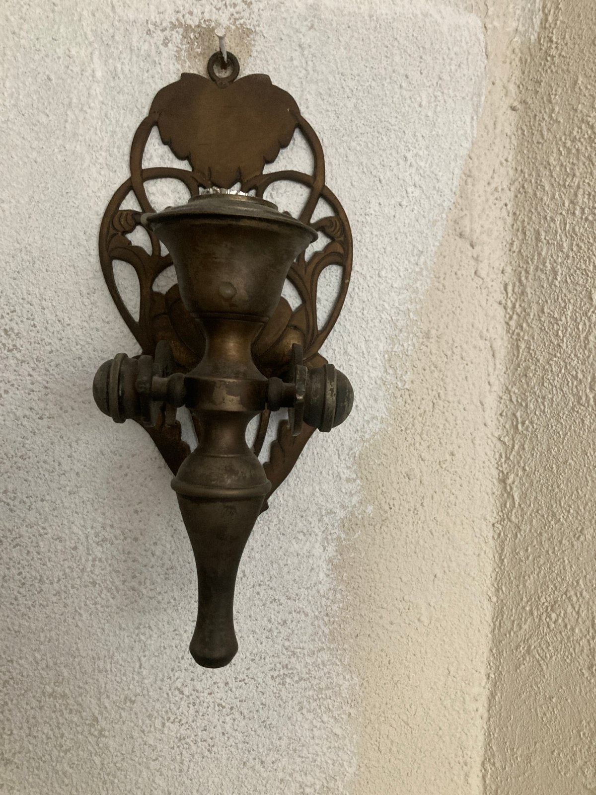 Antieke Koperen Wandlamp /  kaars Houder, Ophalen of Verzenden, Koper of Brons
