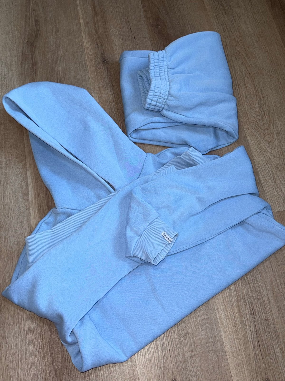 Casual Trend lichtblauwe hoodie en joggingbroek set, Kleding | Dames, Ophalen of Verzenden, Zo goed als nieuw, Maat 38/40 (M)