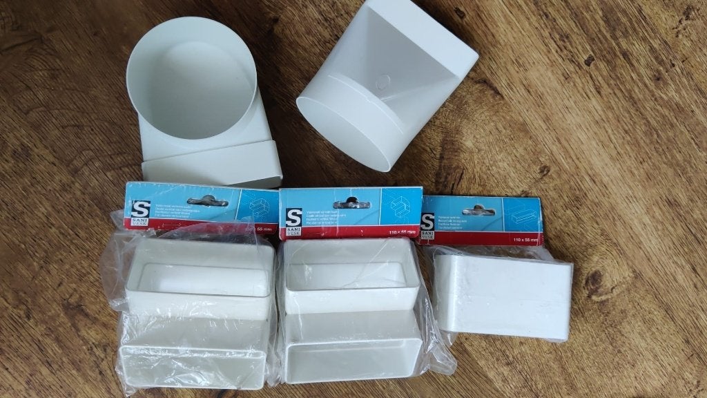 Sanivesk vlakkanaal bochten verbinder verloopstukken 110x55, Ophalen of Verzenden, Nieuw, Ventilator