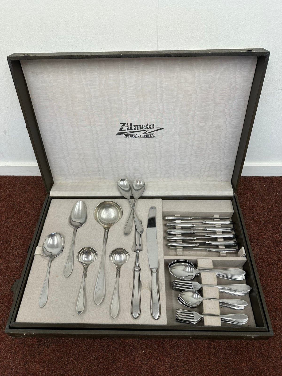63-delige Gero Zilmeta Puntfilet originele bestekcassette, Gebruikt, Gero, Bestekset, Overige typen