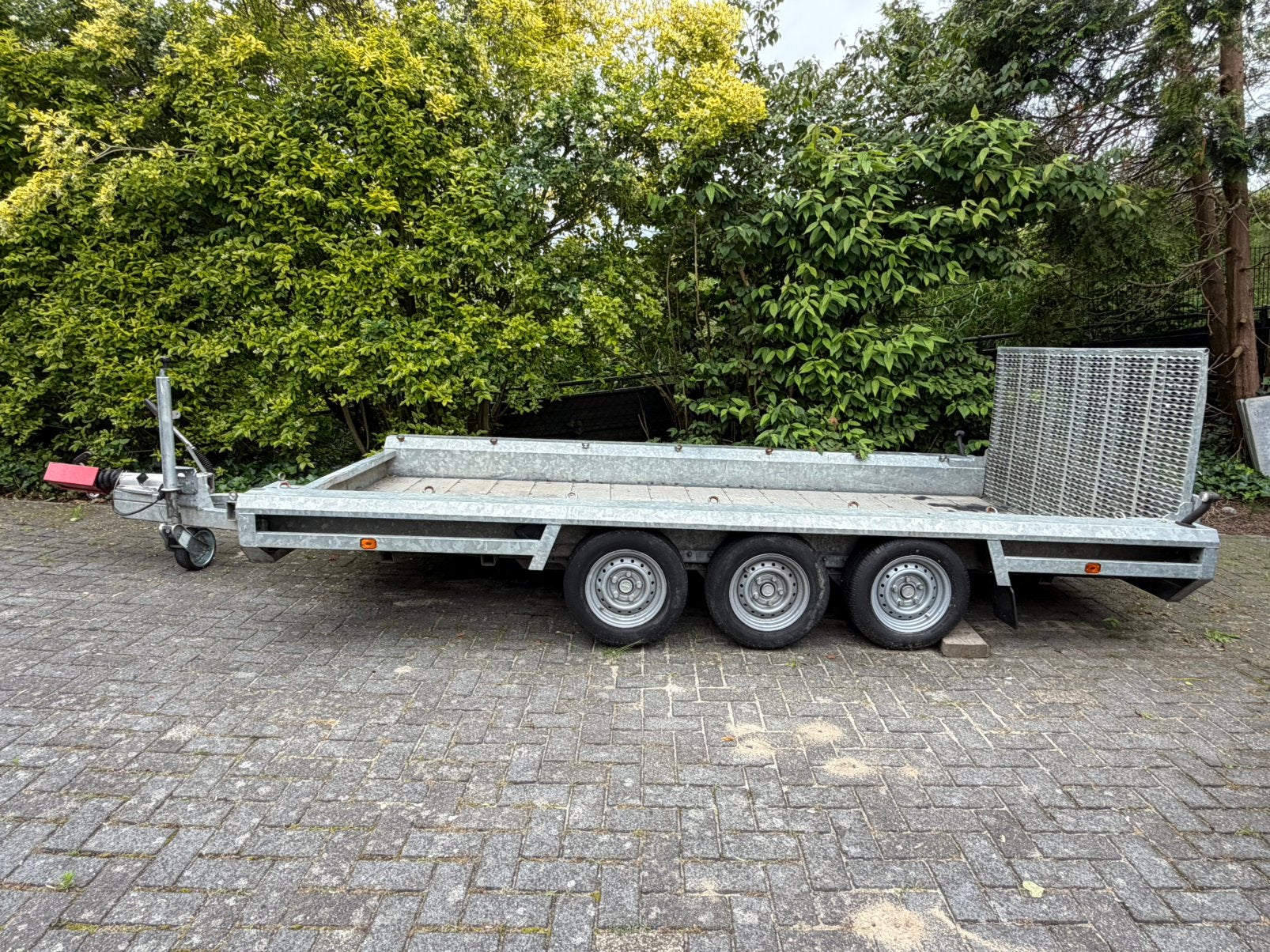 Hulco Terrax 3 asser machinetransporter 3,94 x 1,80 bj:22, Auto diversen, Aanhangers en Bagagewagens, Ophalen, Gebruikt