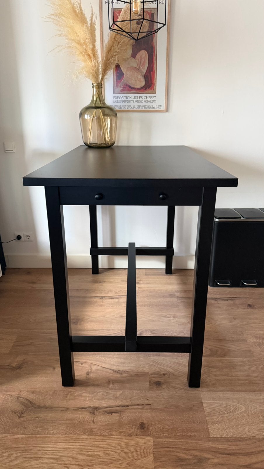 Ikea zwarte bartafel met lade (140x80x105 cm), Ophalen, 100 tot 150 cm, 50 tot 100 cm, Zo goed als nieuw