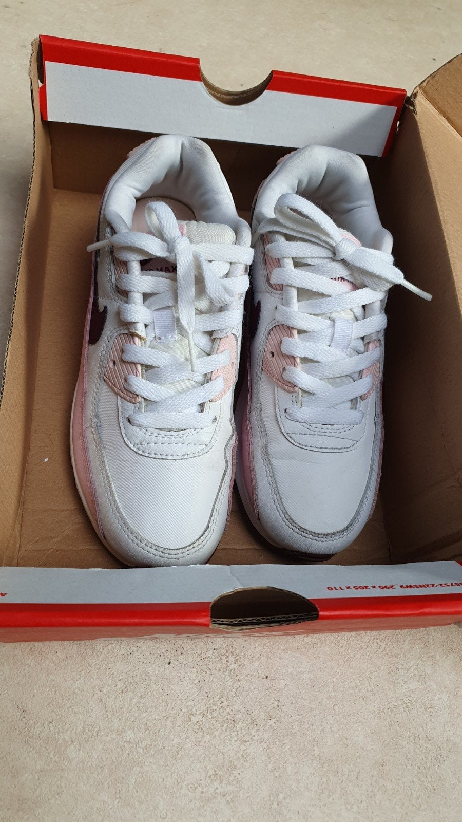 Nike Air Max 90 sneakers - Maat 35 - Wit/Roze, Gebruikt, Verzenden, Jongen of Meisje, Schoenen