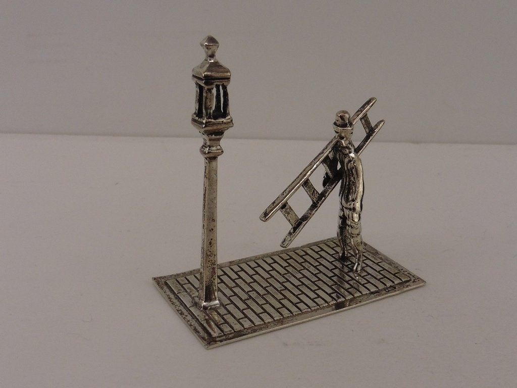Zilveren miniatuur lantaarnaansteker                    Z248, Ophalen of Verzenden, Zilver