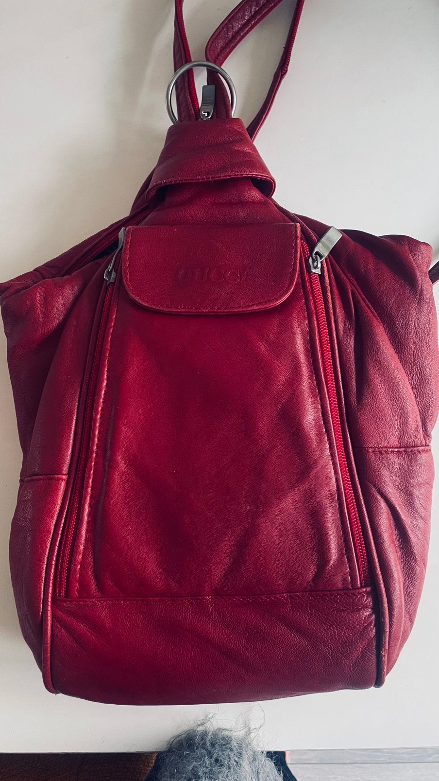 Te koop: leren rugzak, Gucci, rood, Ophalen of Verzenden, Zo goed als nieuw, Rood