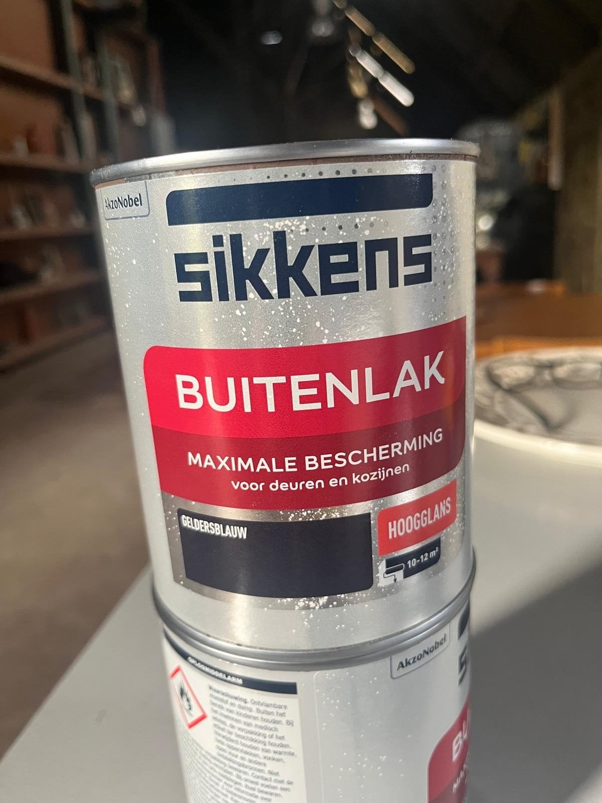 Sikkens buitenlak, 1x  Geldersblauw, 2x Grachtengroen, Ophalen, Blauw, Lak