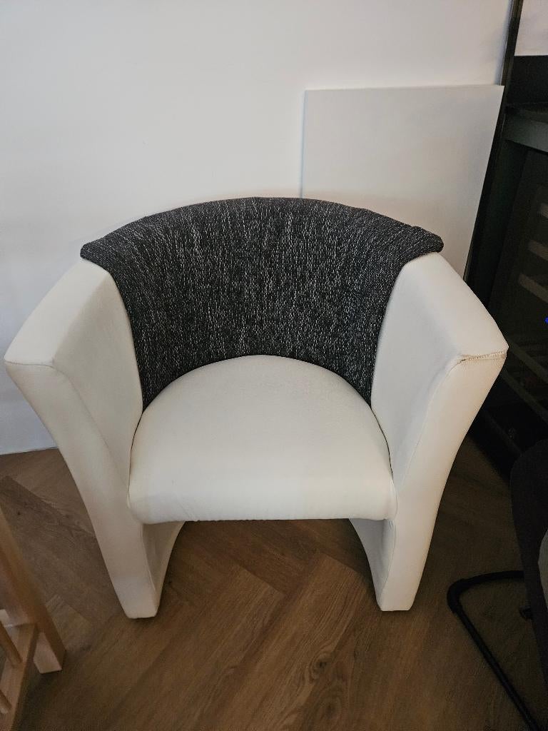 Set 4x luxe witleren eettafelstoelen, Ophalen, Gebruikt, Wit, Vier