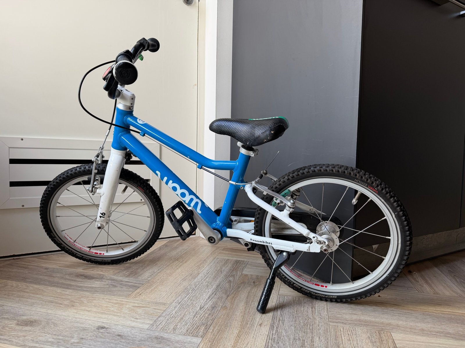 Woom 3 kinderfiets - Blauw - 16 inch, Ophalen, Gebruikt, Velgrem, 16 tot 20 inch