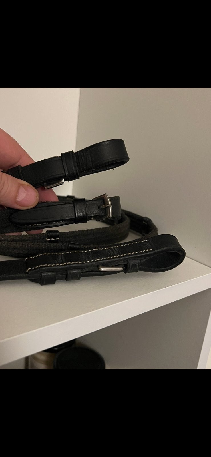 Webband Springteugels Zwart Full Teugels Witte Stiksels, Dieren en Toebehoren, Paarden en Pony's | Hoofdstellen en Tuigage, Gebruikt