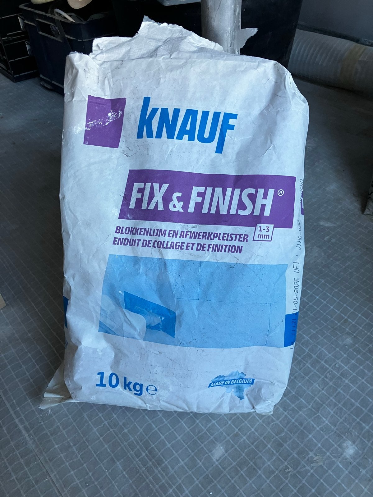 Knauf Fix & Finish Blokkenlijm en Afwerkpleister 10kg, Ophalen, Gebruikt, Overige typen