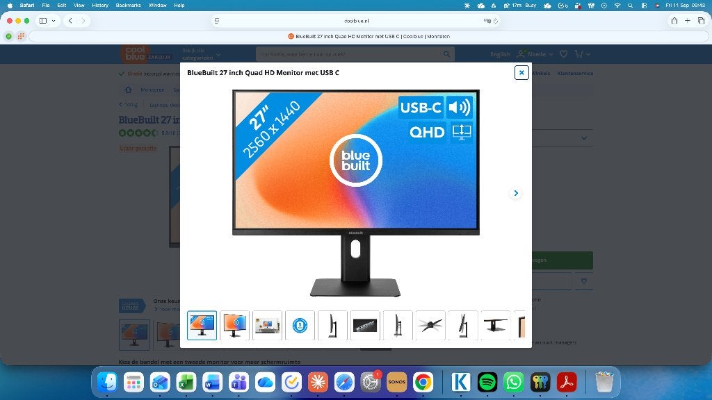 Beeldscherm Bluebuild 27 inch, Ophalen, Zo goed als nieuw, Hoofdtelefoonaansluiting, 61 t/m 100 Hz