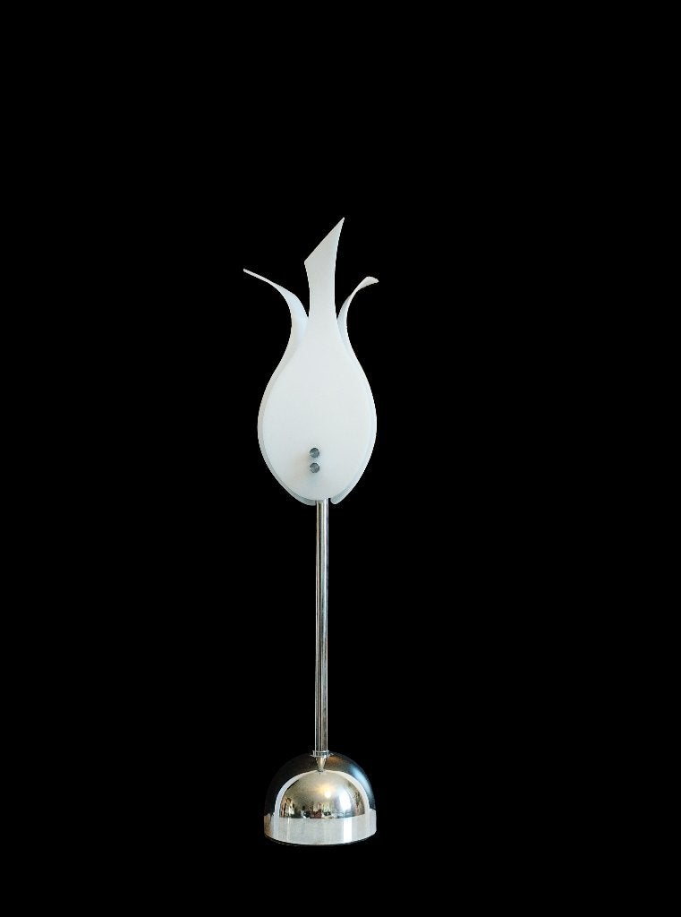 Prachtige zeldzame witte Zifir Dizayn design tulip tafellamp, Huis en Inrichting, Ophalen of Verzenden, Gebruikt, Metaal, Minder dan 50 cm
