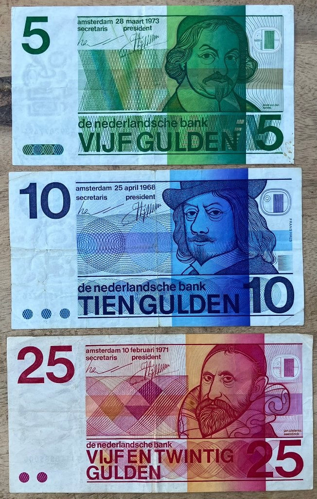 serie erflaters 5 gulden, 10 gulden en 25 gulden (2), Postzegels en Munten, Ophalen, 25 gulden, Setje