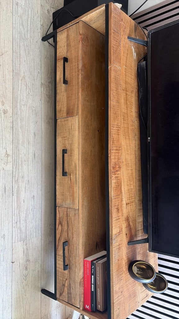 Tv meubel, Huis en Inrichting, Ophalen, Gebruikt, 100 tot 150 cm, Mango hout
