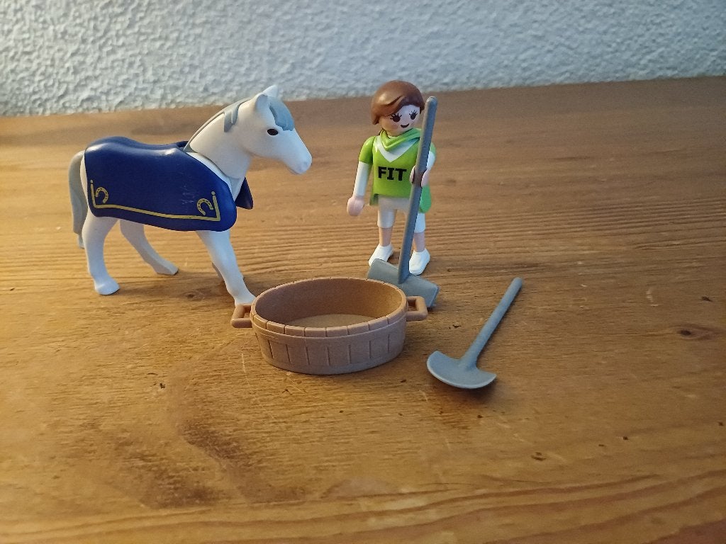 Playmobil paard met verzorgster, Ophalen of Verzenden, Zo goed als nieuw, Losse onderdelen, Figuren