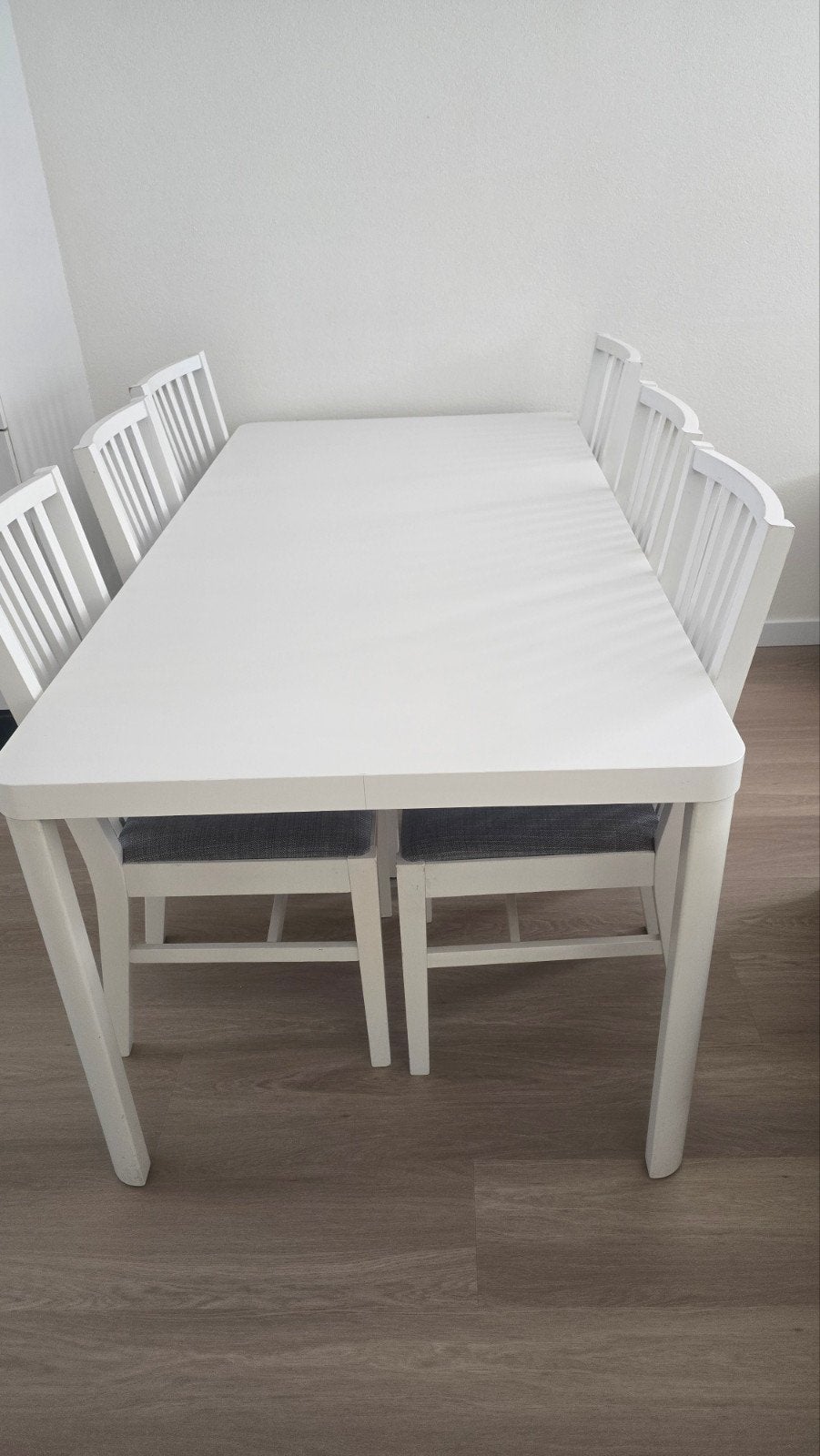 Witte eettafel met 6 stoelen - 180x90 cm, Ophalen