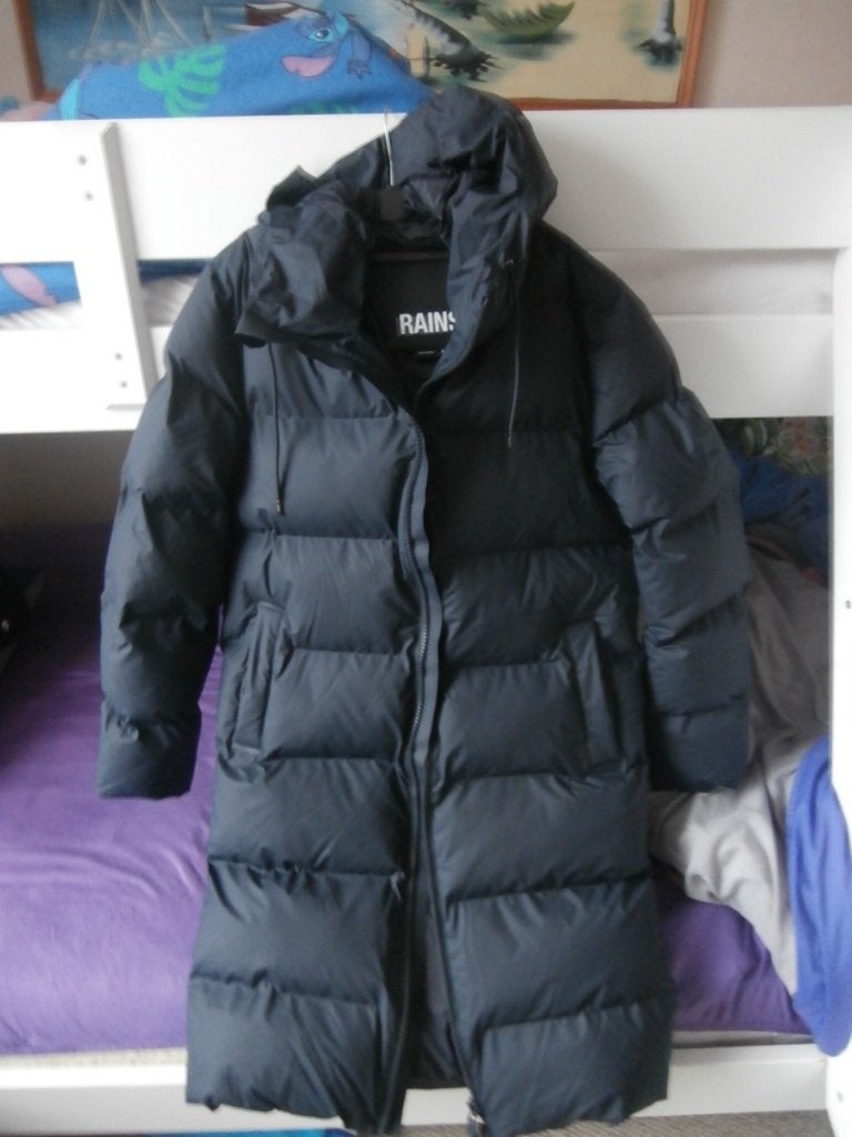 jas lange winterjas zwart dames Rains maat xs nieuw, Rains, Zwart, Nieuw, Ophalen of Verzenden