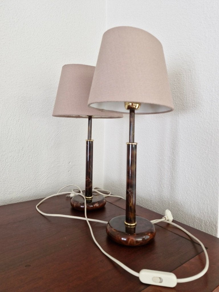 2 mooie schermerlampjes tafellampjes nachtkastlampjes, Ophalen, Met schakelaar, E27 (groot), Sfeerlamp