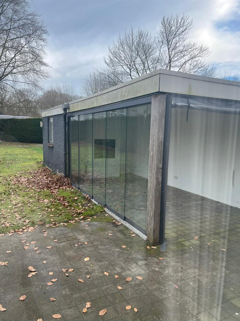 Glazen schuifwand +- 4 m x 2,05, Tuin en Terras, Ophalen of Verzenden, Serre