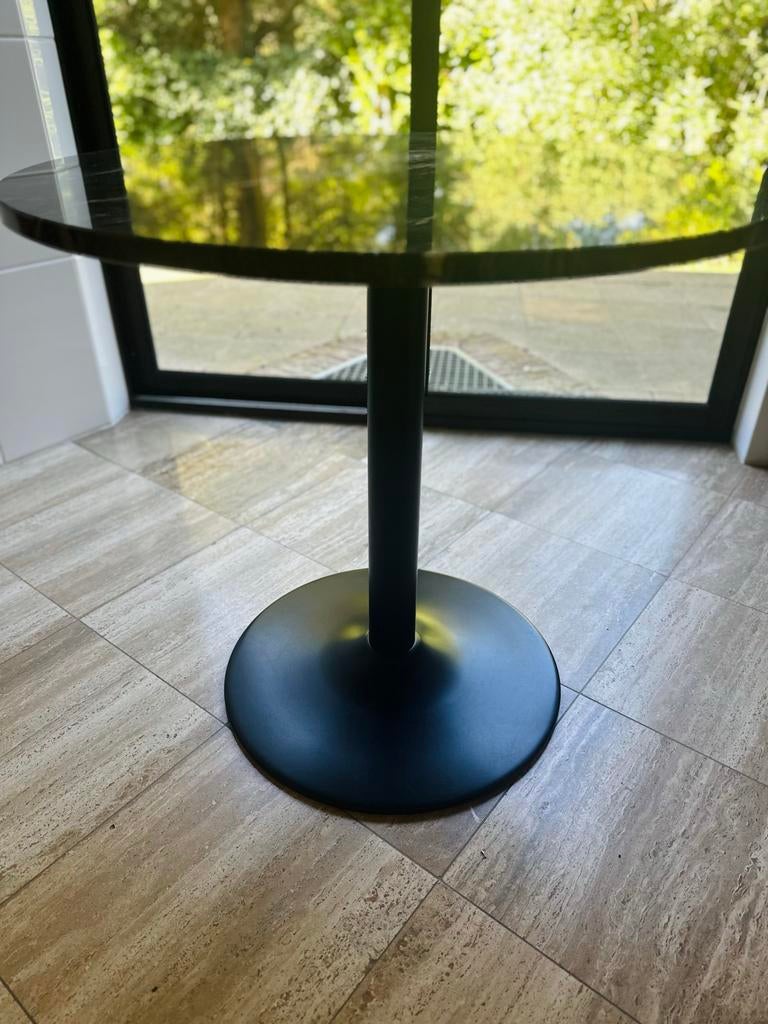 Ronde tafel met marmerlook blad - 80 cm diameter, Ophalen, Gebruikt, Rond, Tot twee personen