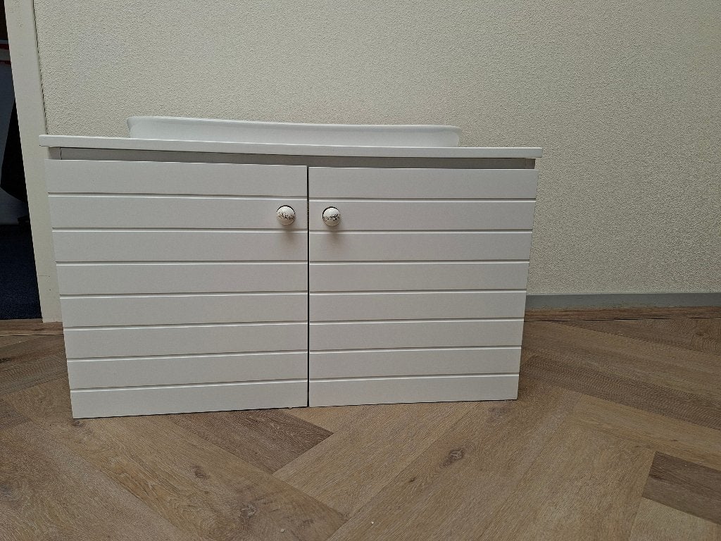 Badkamermeubel Mat Wit 85 cm incl. Wastafel – Showroommodel, Huis en Inrichting, Badkamer | Badkamermeubels, Ophalen, 50 tot 100 cm