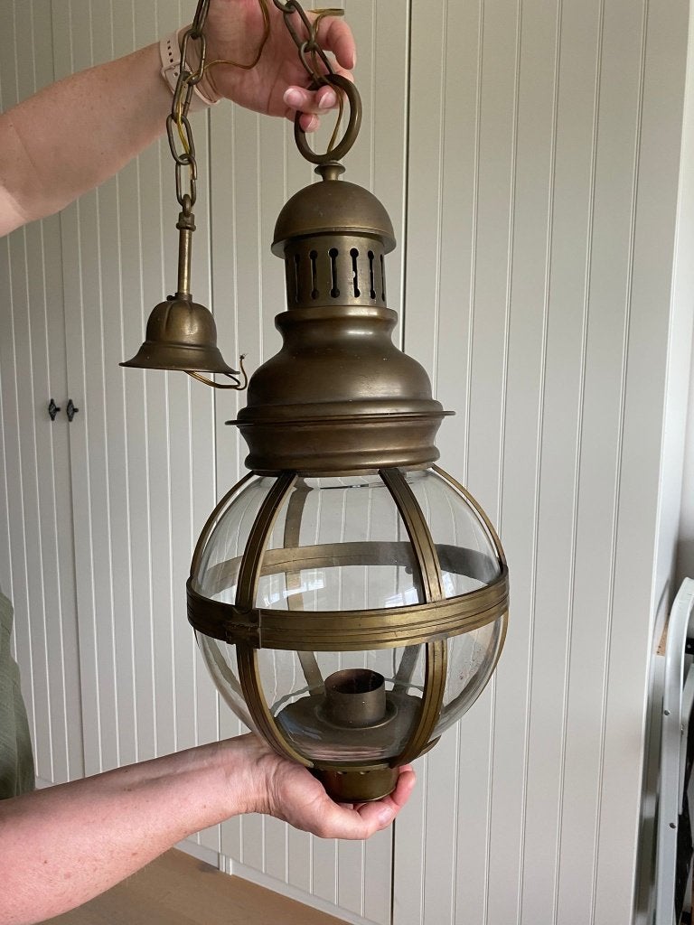 Vintage massief messing hanglamp, Ophalen