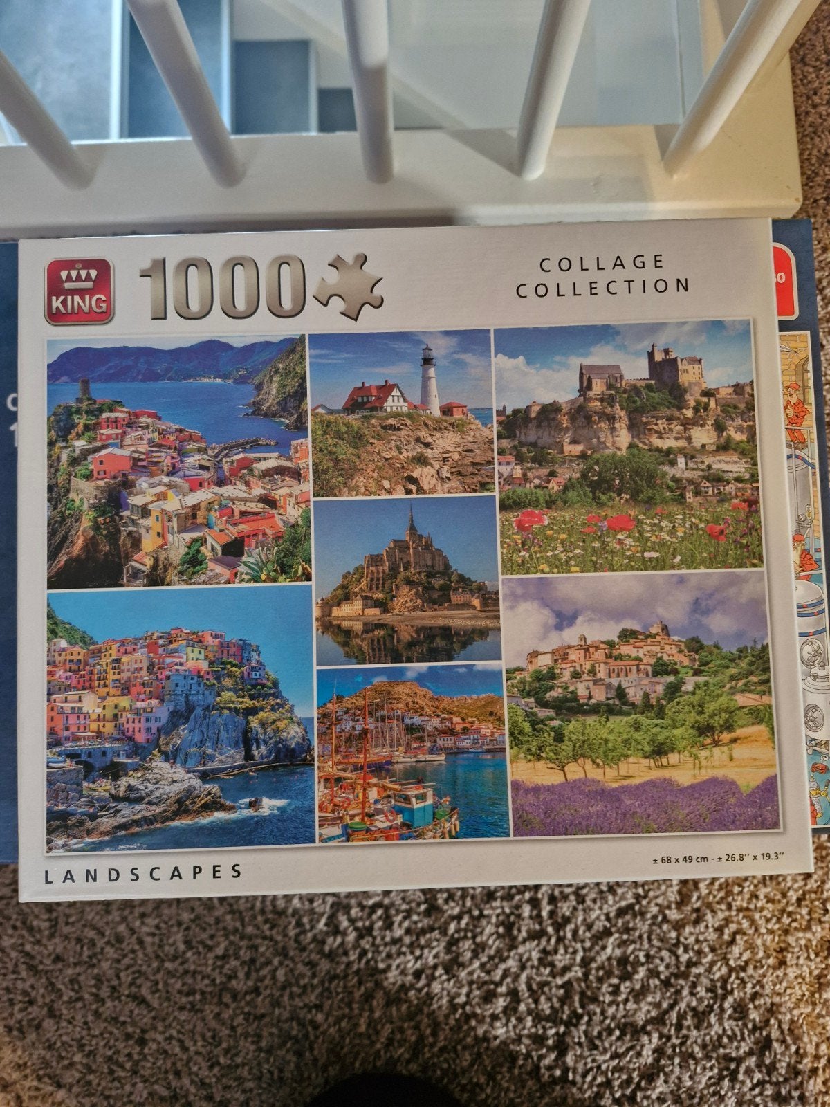 King Legpuzzel 1000 stukjes - Collage Landschappen, Ophalen of Verzenden, 500 t/m 1500 stukjes, Zo goed als nieuw, Legpuzzel