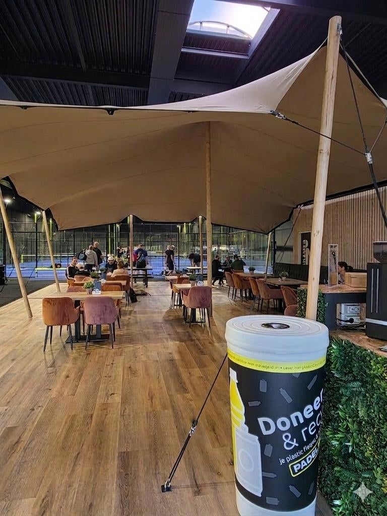 Stretchtent doek 11x13 meter, zandkleurig/chino, Ophalen, Nieuw, Minder dan 5 meter