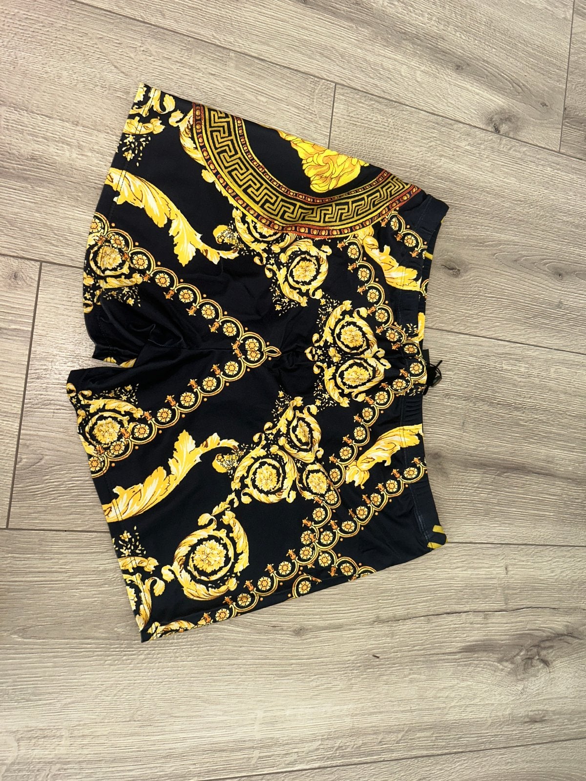 Versace Zwemshort Zwart Goud Barok Print, Ophalen of Verzenden, Maat 48/50 (M), Zwart, Zwemshort