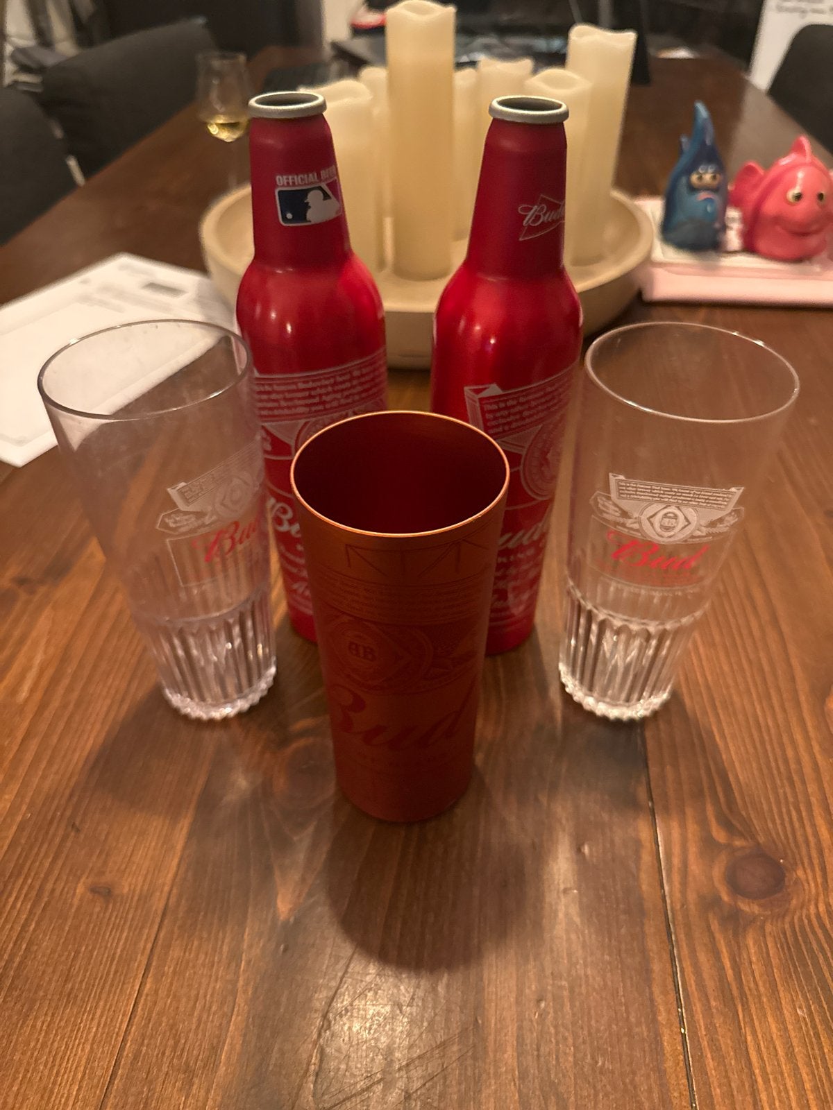 Budweiser verzamel items: flessen en glazen, Ophalen of Verzenden, Gebruikt