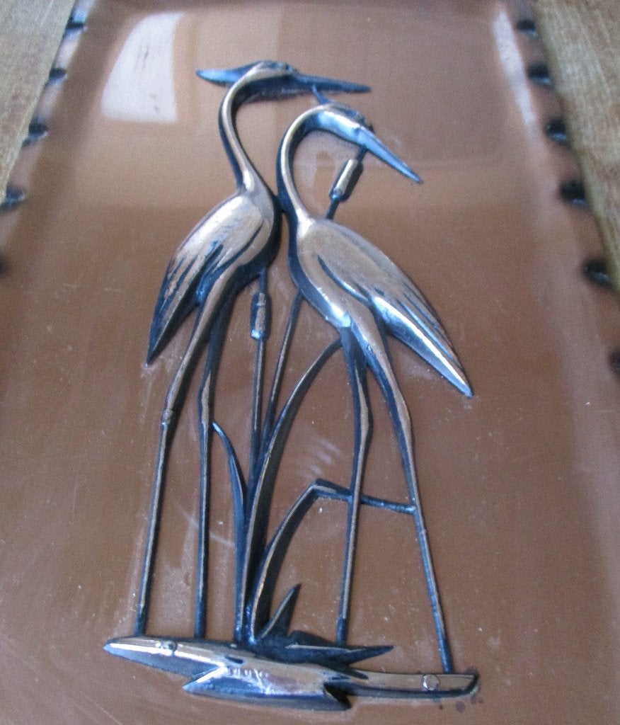 Kraanvogels koper wanddecoratie vogel retro, Ophalen of Verzenden