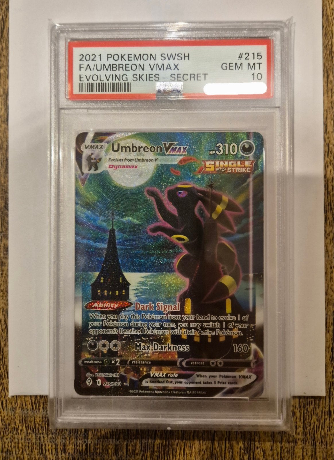 Umbreon #215 Evolving Skies PSA 10, Hobby en Vrije tijd, Verzamelkaartspellen | Pokémon, Ophalen, Zo goed als nieuw