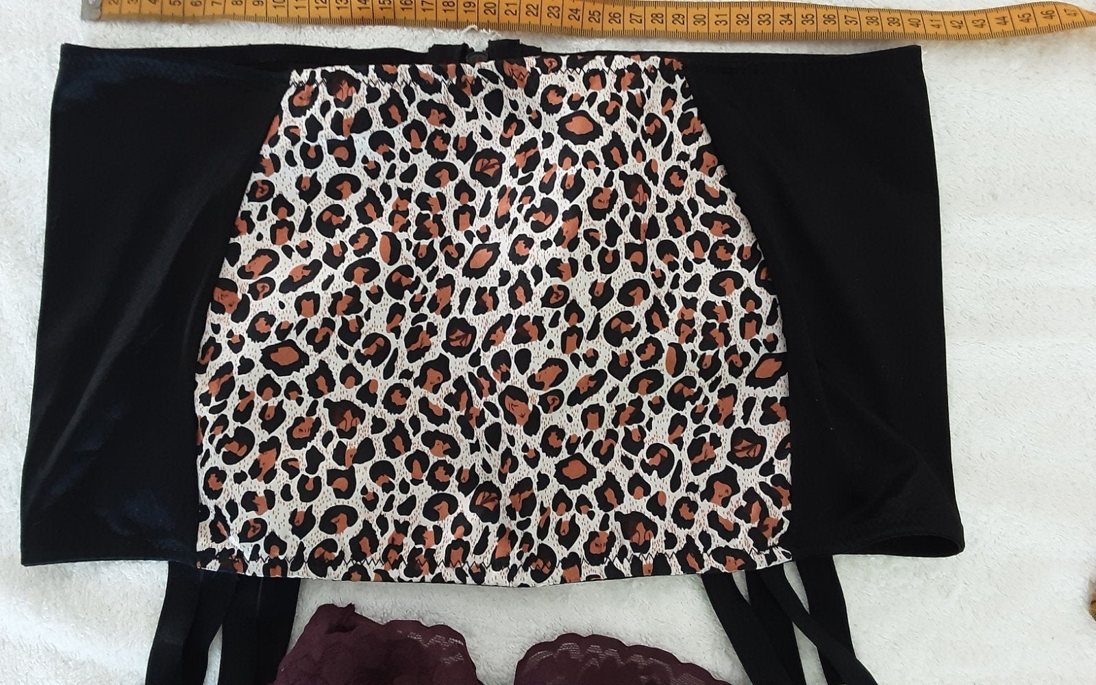 Lak jarretelle gordel zwart met luipaard print, Ophalen of Verzenden, Zwart, Overige typen
