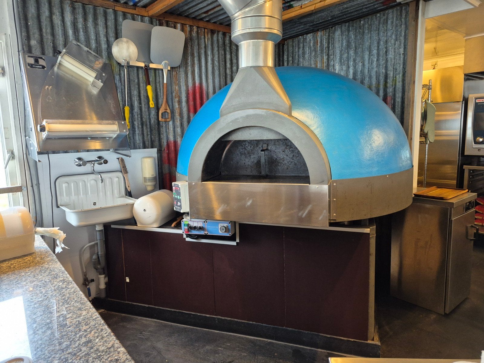 Professionele Pizzaoven - Blauw/RVS, Witgoed en Apparatuur, Ovens, Gebruikt, Vrijstaand, Pizzaoven, Overige merken, 60 cm of meer