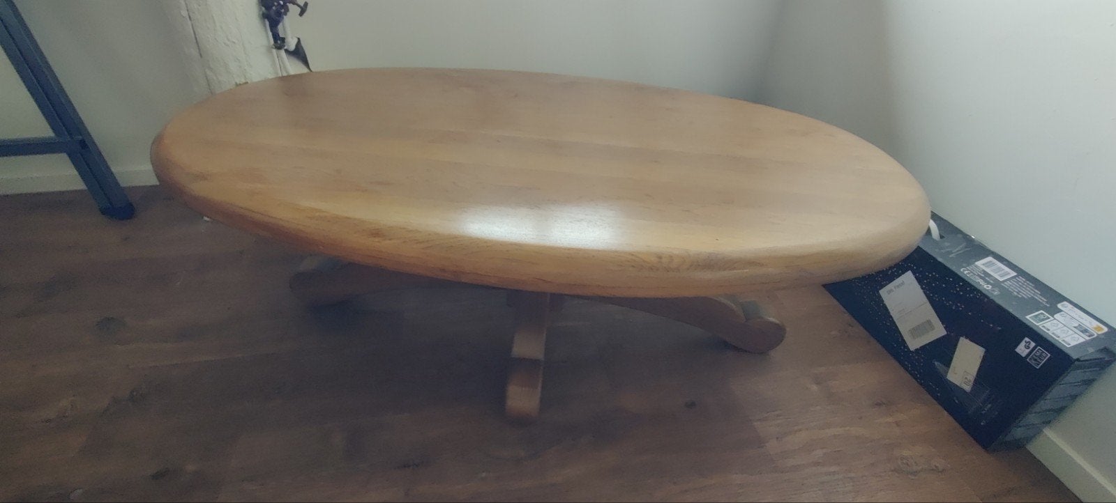 Ovale houten salontafel - 80 br 140 lang, Ophalen, Gebruikt, 100 tot 150 cm, 50 tot 100 cm