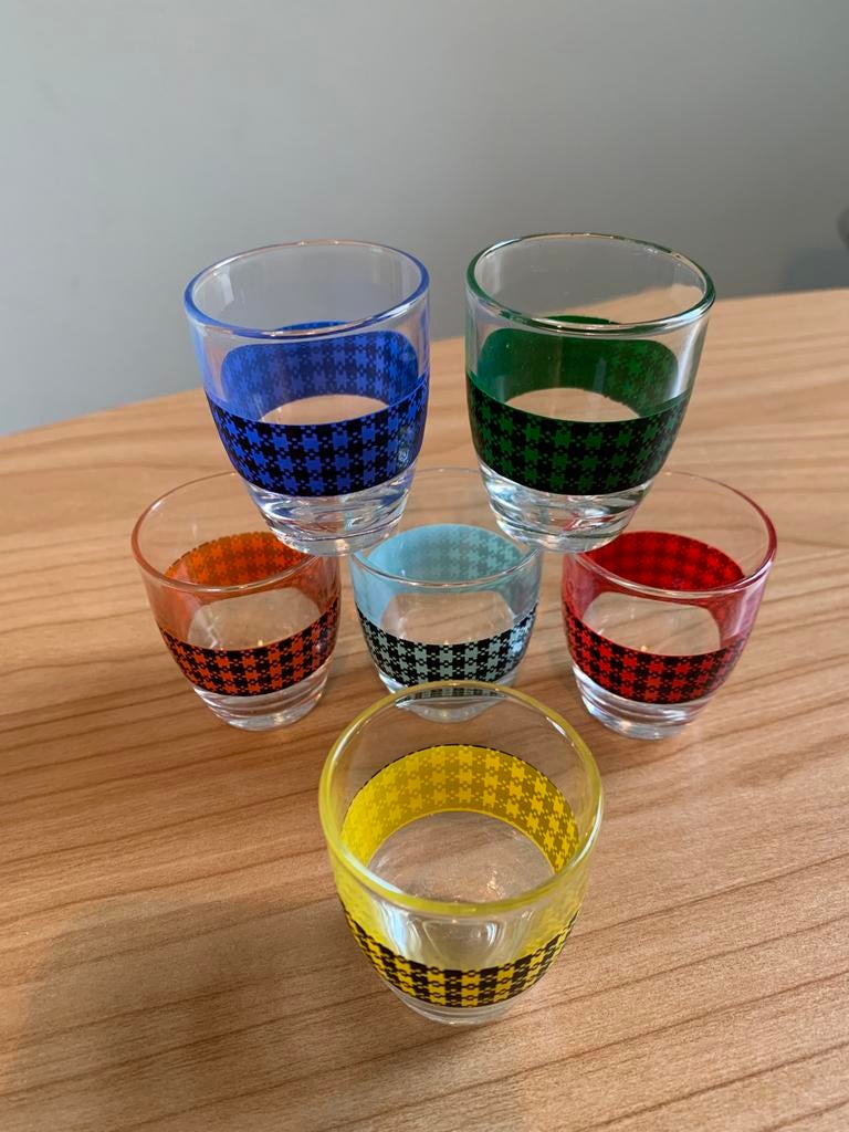 6 x Lumimarc, mid century, jaren 60, vintage shotglaasjes, Verzamelen, Retro, Ophalen of Verzenden, Huis en Inrichting