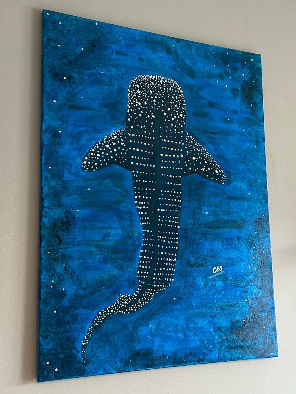 Walvishaai schilderij, Ophalen