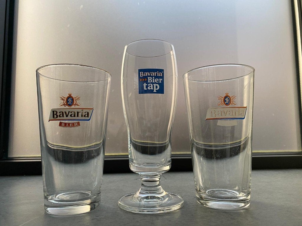 3 oude Bavaria glazen, Verzamelen, Ophalen of Verzenden, Gebruikt, Glas of Glazen, Bavaria