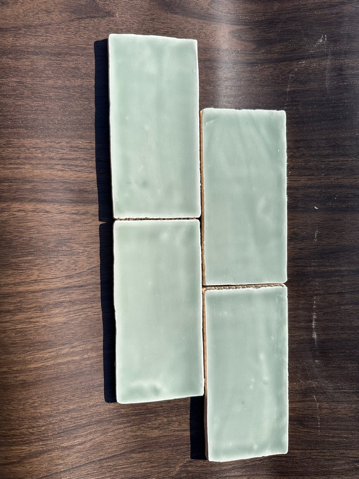 33 stuks Handgemaakte lichtgroene tegels 7,5x15cm, Ophalen, Gebruikt, Minder dan 20 cm, Minder dan 5 m²