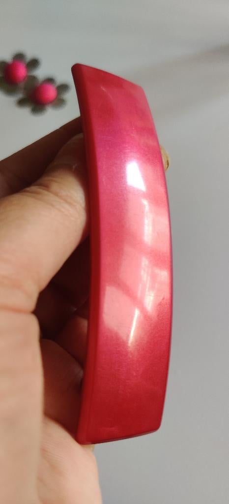 Rode vintage haarclip / barrette, Ophalen of Verzenden, Zo goed als nieuw, Haarspeld