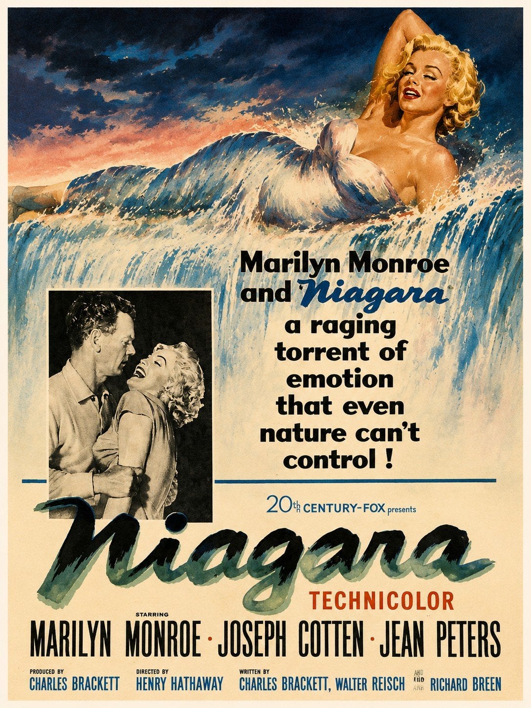 Poster Niagara (1953) - Marilyn Monroe, Verzamelen, Ophalen of Verzenden, Nieuw, Deurposter of groter, Film en Tv
