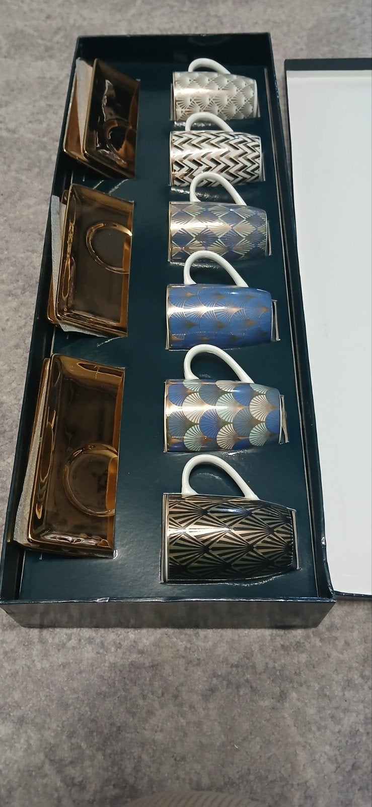 Art Deco Koffie/Espresso Kopjes en Schotels - 6 stuks, Ophalen of Verzenden
