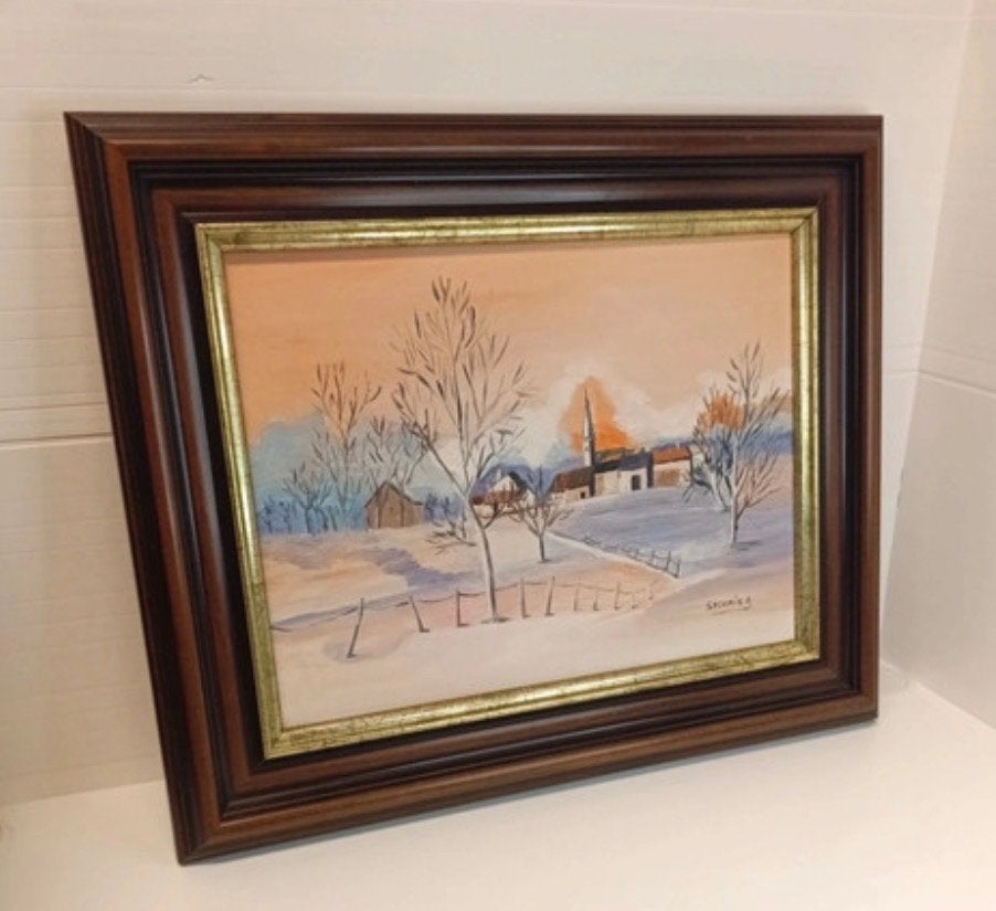 Olieverfschilderij Winterlandschap - Gesigneerd Sylvais R., Antiek en Kunst, Impressionistisch, Ophalen of Verzenden, Gesigneerd