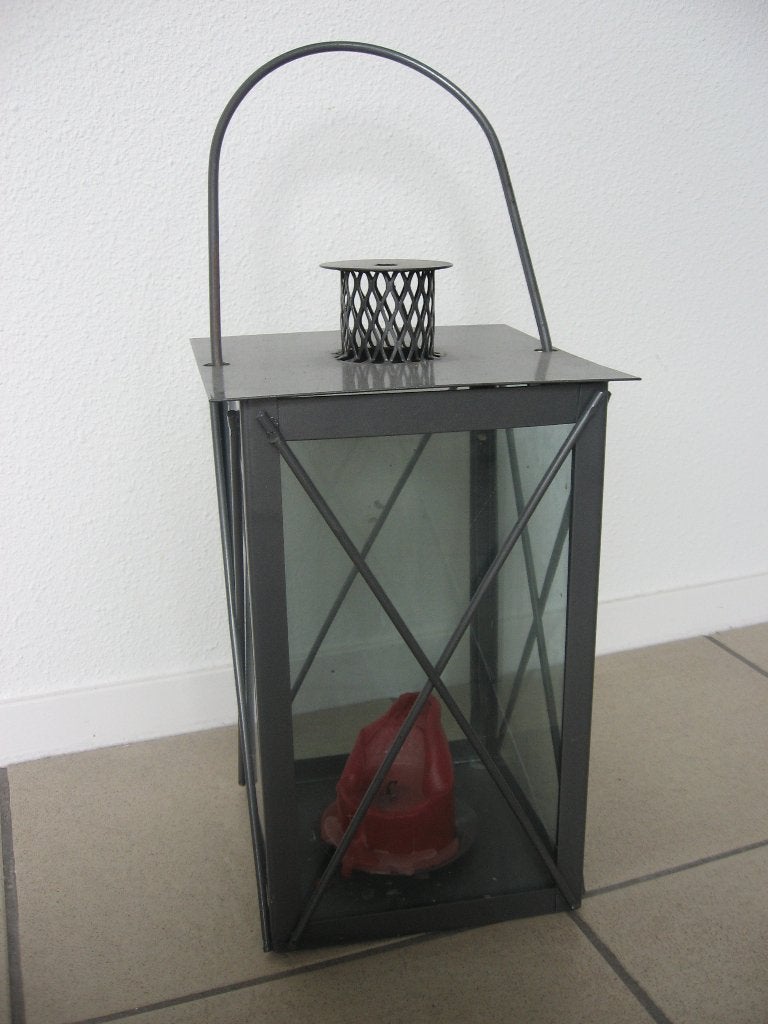 Mooie metalen lantaarn - 31 + 5 cm hoog, Huis en Inrichting, Woonaccessoires | Kandelaars en Kaarsen, 36 cm, Lantaarn, Overige merken