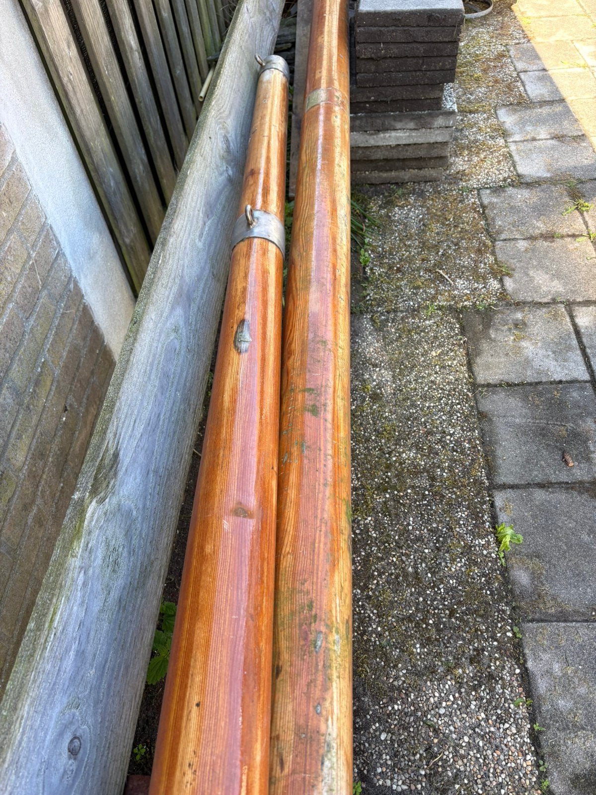 Origineel houten rondhout – mast en giek, Ophalen, Gebruikt, Minder dan 15 m², 3 tot 6 meter