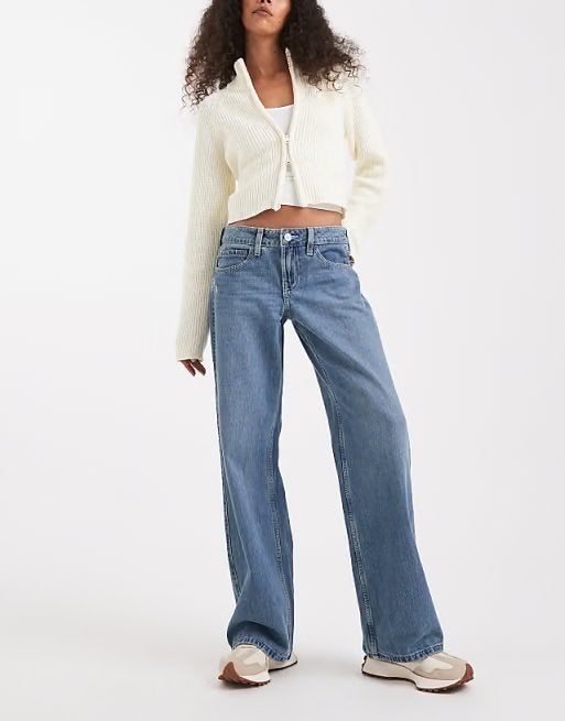 Hollister Ultra High-Rise Baggy Jeans W24, Ophalen of Verzenden, Zo goed als nieuw, Blauw, W27 (confectie 34) of kleiner