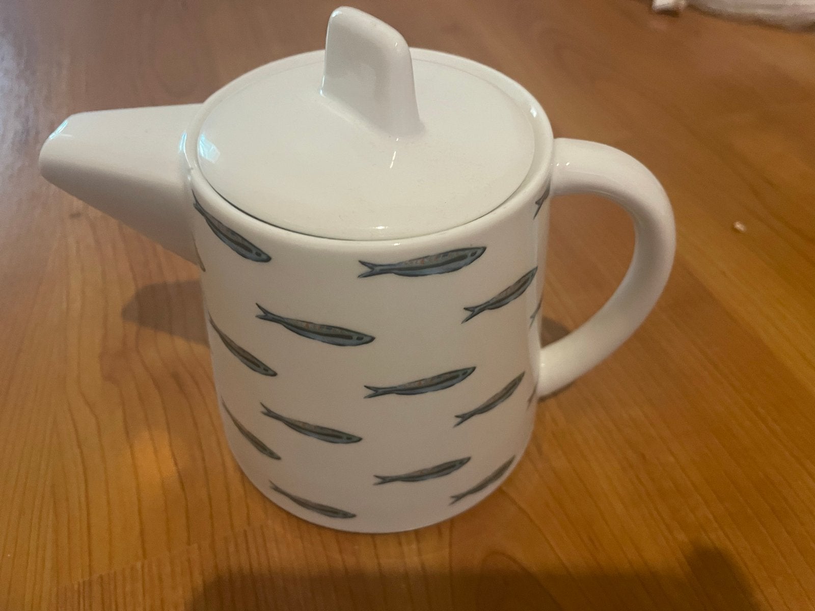 Fabienne Chapot Theepot met Vissenprint - Zo goed als nieuw, Zo goed als nieuw, Steen/keramiek, Wit, Overige merken