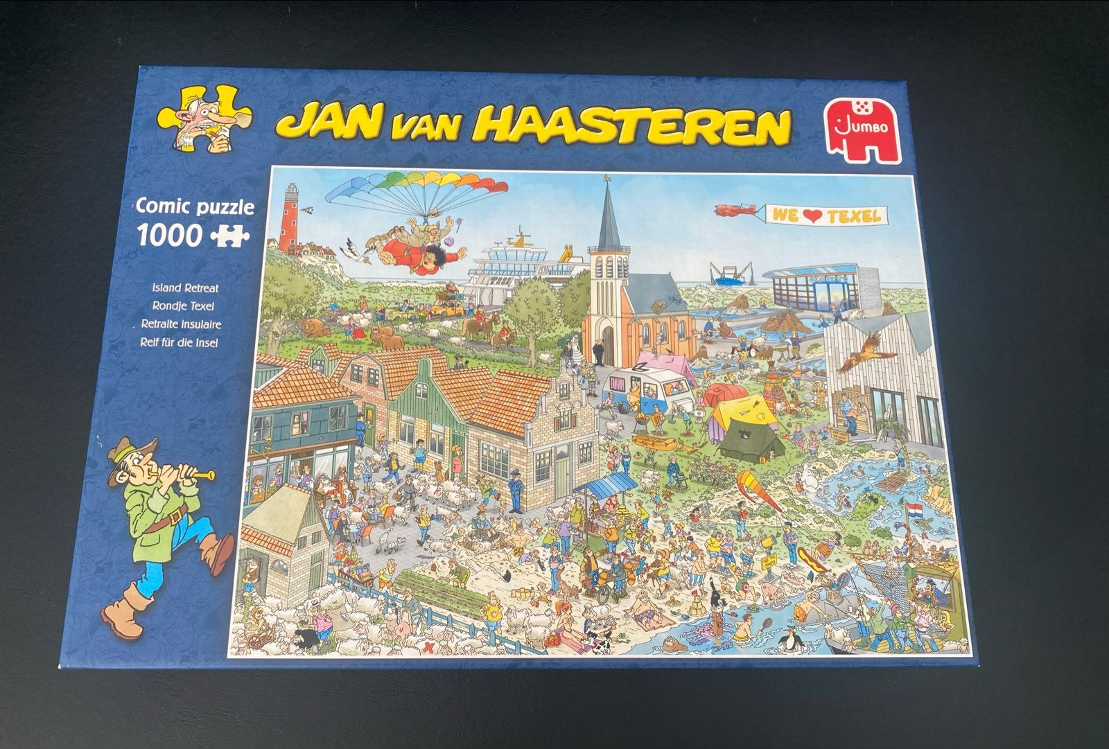 Jan van Haasteren puzzel 1000 stukjes Rondje Texel, Ophalen, 500 t/m 1500 stukjes, Zo goed als nieuw, Legpuzzel