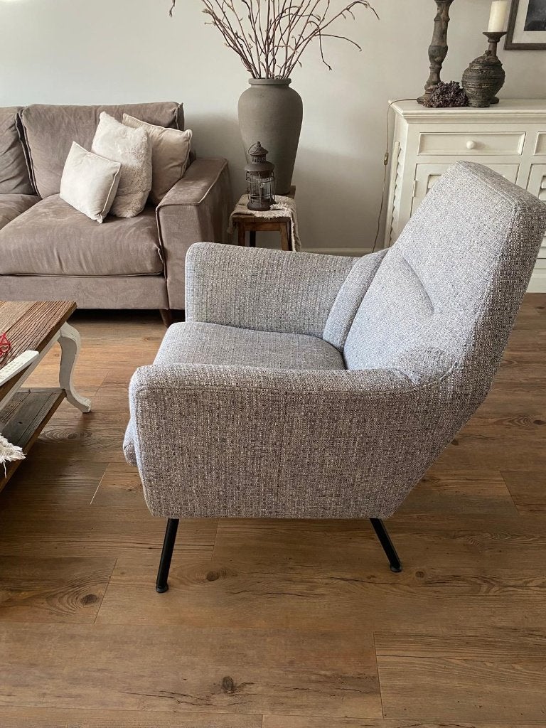 Fauteuil taupe/grijs  90x75x55, Ophalen, Minder dan 75 cm, Zo goed als nieuw, Stof