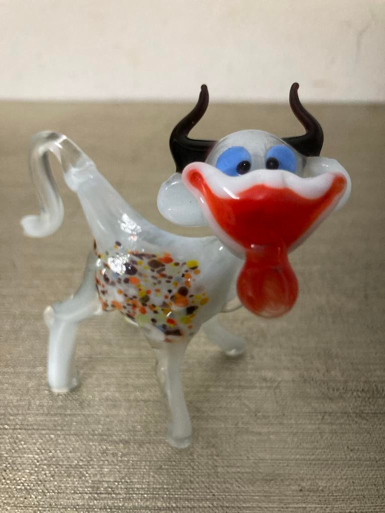 Murano glazen koe van Umberto Regazzi - 8,5 cm hoog, Ophalen of Verzenden